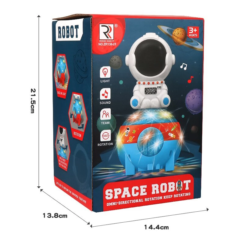 360 Degree Rotating Electronic Astronaut Space Robot Toy for Kids with Music & Light