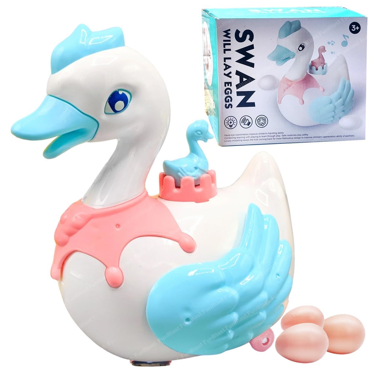 Ridhimani Swan Will Lay Eggs Toy | Walking Moving Swan Laying Eggs Toy with Light & Sound