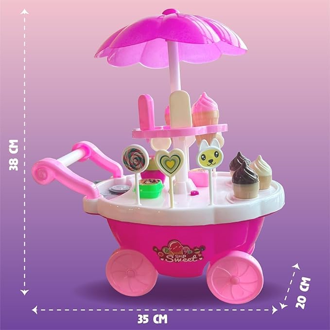 Musical Sweet Ice Cream Cart for Kids Pretend Play Toy