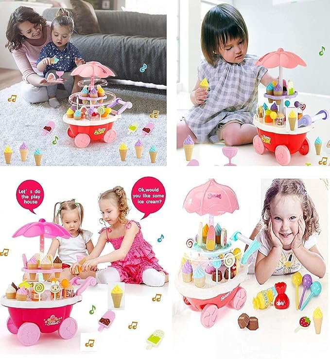 Musical Sweet Ice Cream Cart for Kids Pretend Play Toy