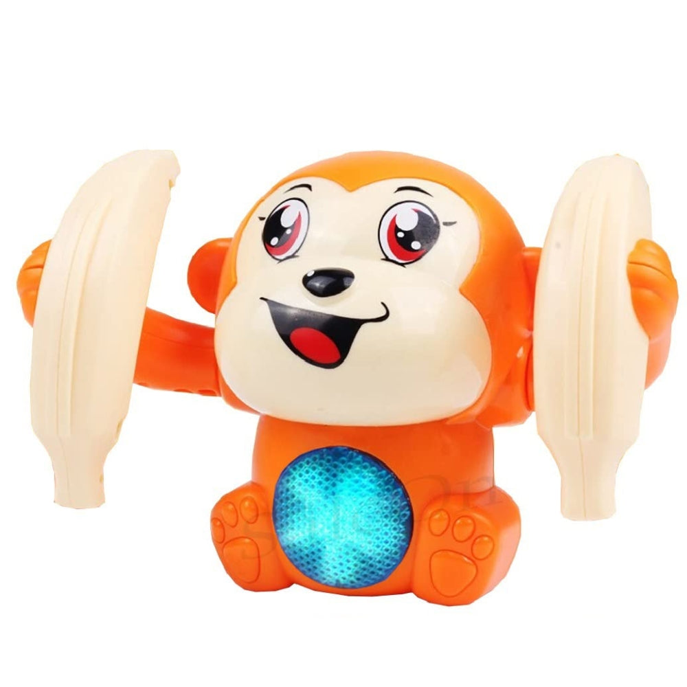 Ridhimani Dancing Monkey Musical Toy for Kids Baby Spinning Rolling Doll Tumble Toy with Voice Control Musical Light and Sound Effects with Sensor.