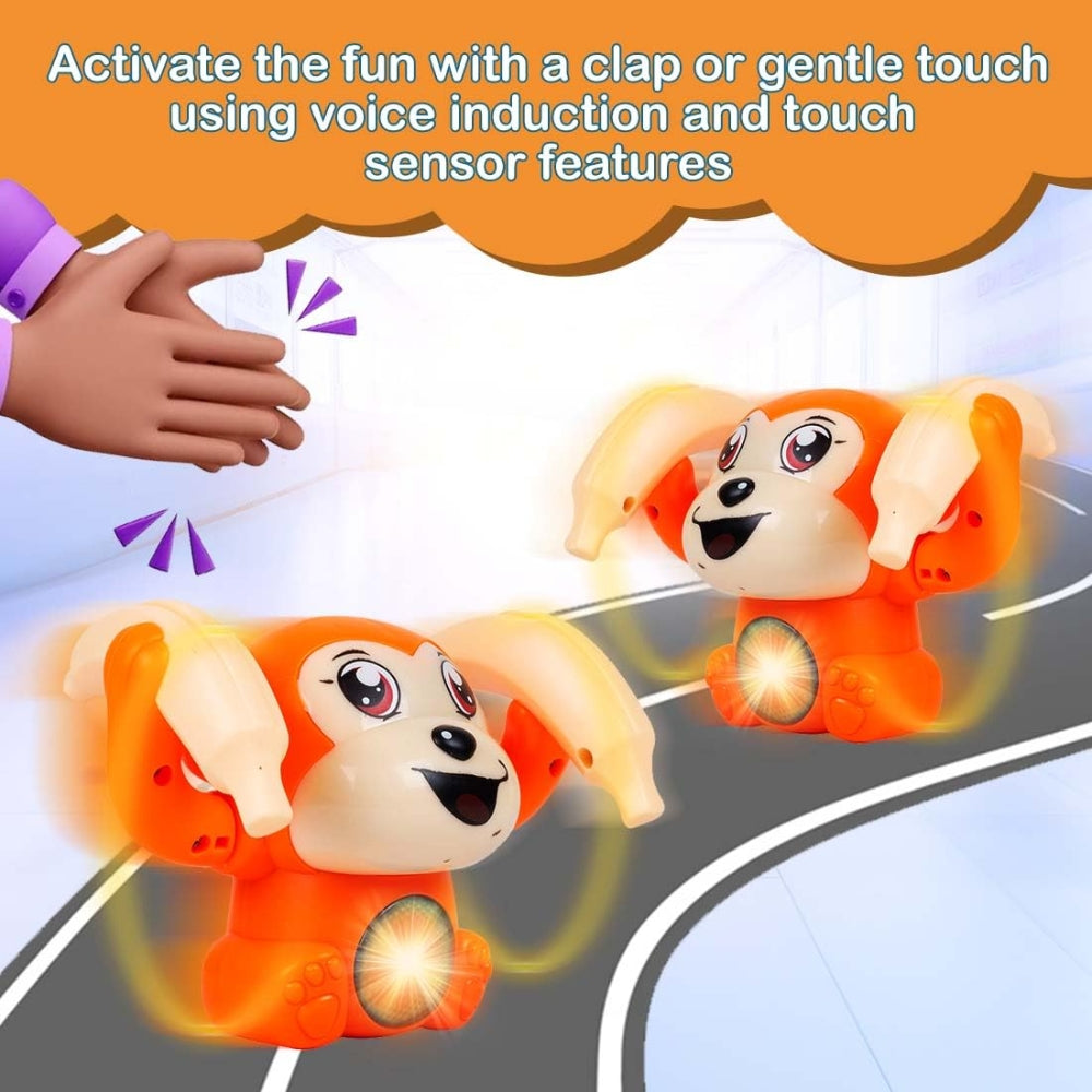 Ridhimani Dancing Monkey Musical Toy for Kids Baby Spinning Rolling Doll Tumble Toy with Voice Control Musical Light and Sound Effects with Sensor.