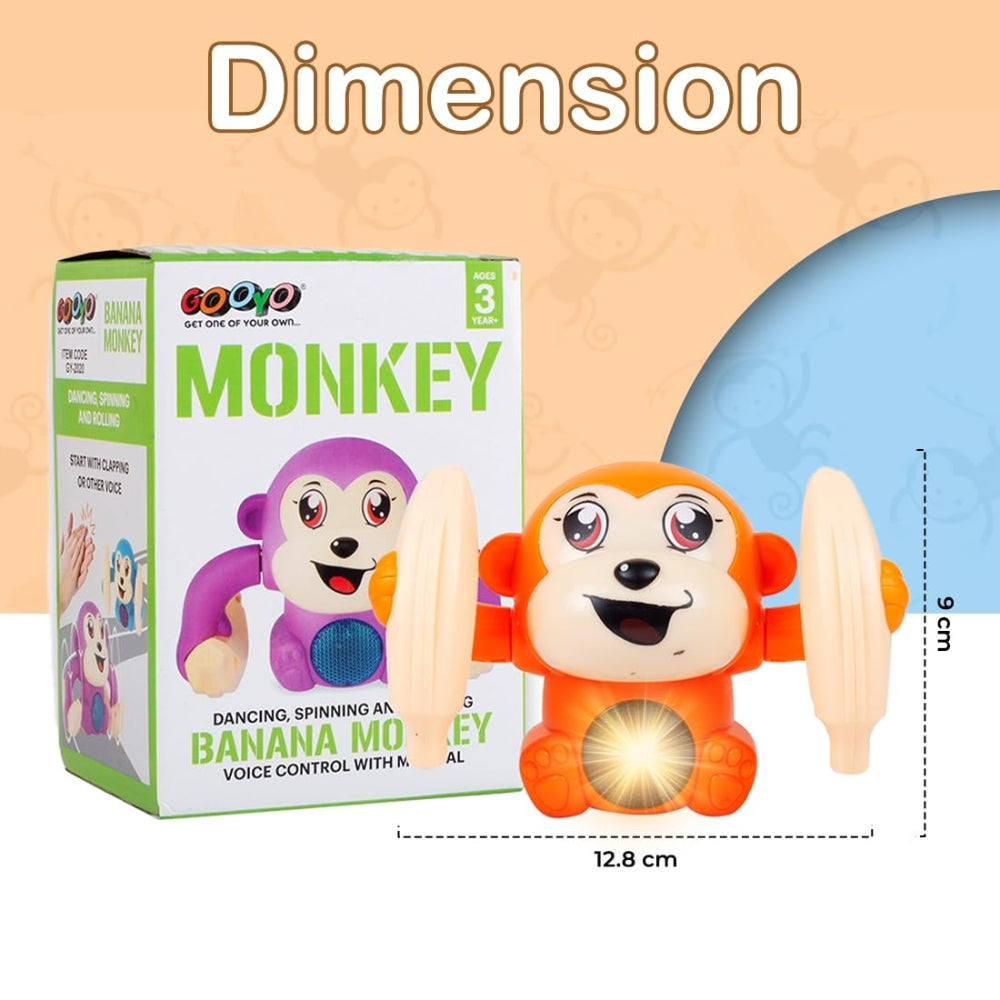 Ridhimani Dancing Monkey Musical Toy for Kids Baby Spinning Rolling Doll Tumble Toy with Voice Control Musical Light and Sound Effects with Sensor.