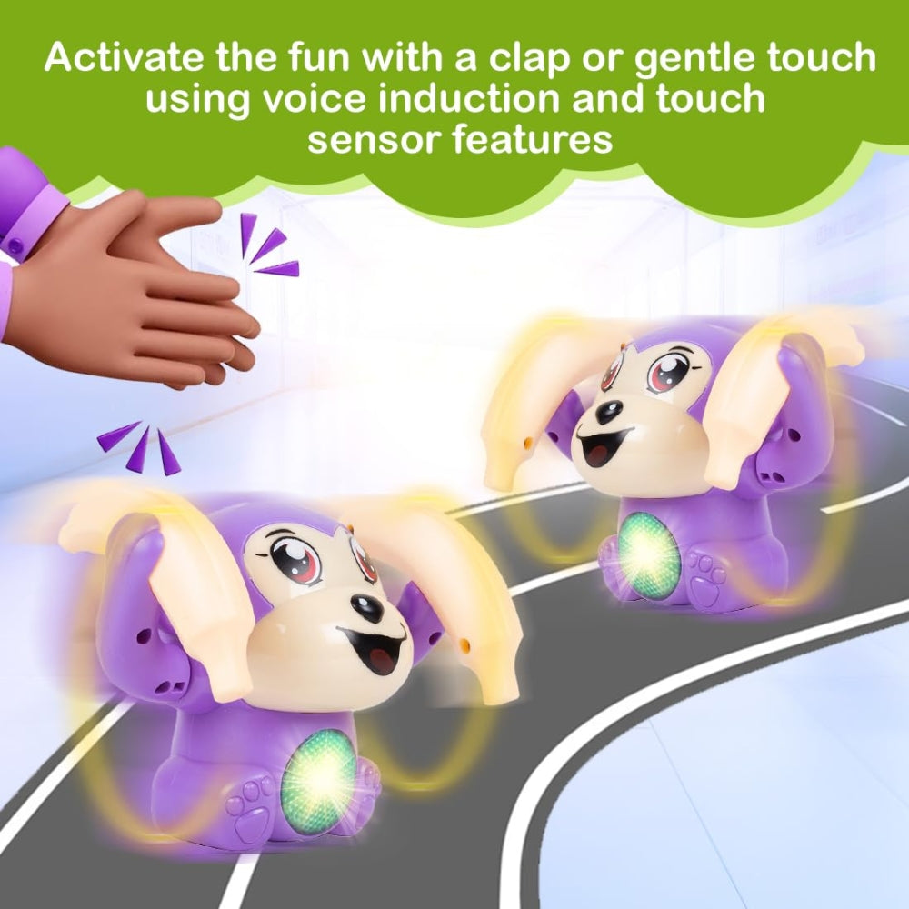 Ridhimani Dancing Monkey Musical Toy for Kids Baby Spinning Rolling Doll Tumble Toy with Voice Control Musical Light and Sound Effects with Sensor.