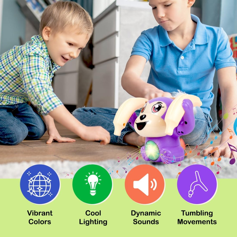Ridhimani Dancing Monkey Musical Toy for Kids Baby Spinning Rolling Doll Tumble Toy with Voice Control Musical Light and Sound Effects with Sensor.
