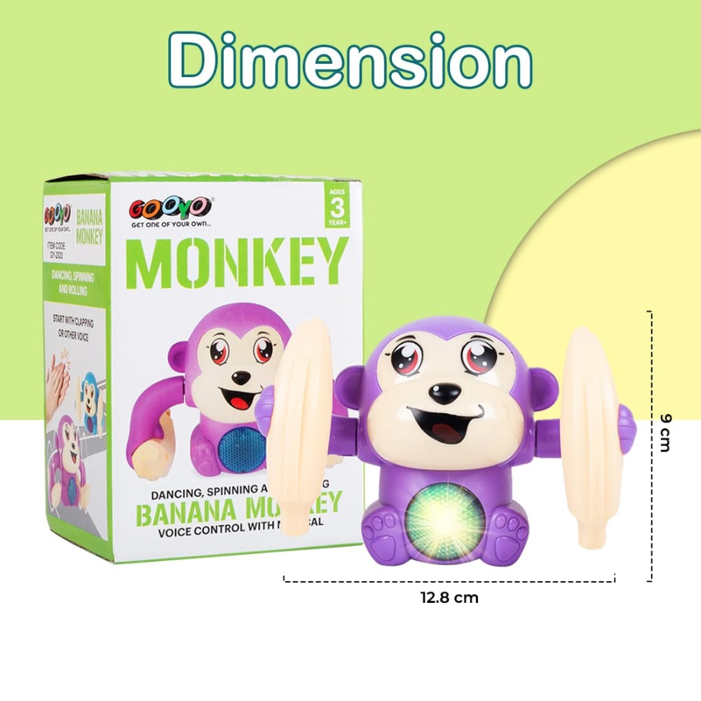 Ridhimani Dancing Monkey Musical Toy for Kids Baby Spinning Rolling Doll Tumble Toy with Voice Control Musical Light and Sound Effects with Sensor.