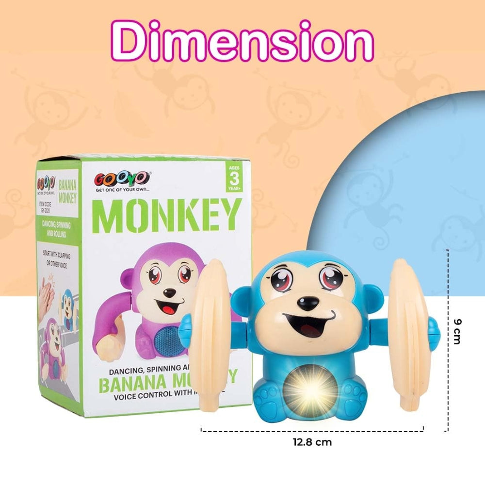 Ridhimani Dancing Monkey Musical Toy for Kids Baby Spinning Rolling Doll Tumble Toy with Voice Control Musical Light and Sound Effects with Sensor.