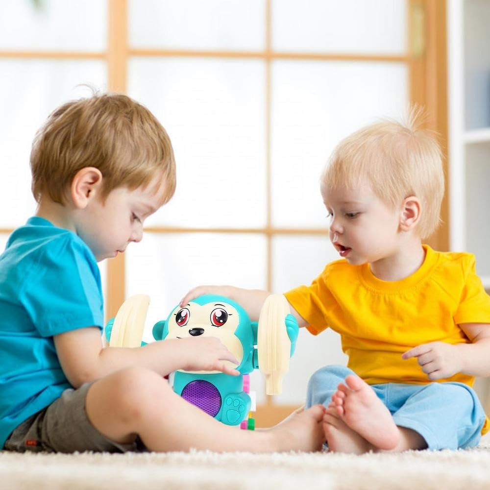 Ridhimani Dancing Monkey Musical Toy for Kids Baby Spinning Rolling Doll Tumble Toy with Voice Control Musical Light and Sound Effects with Sensor.
