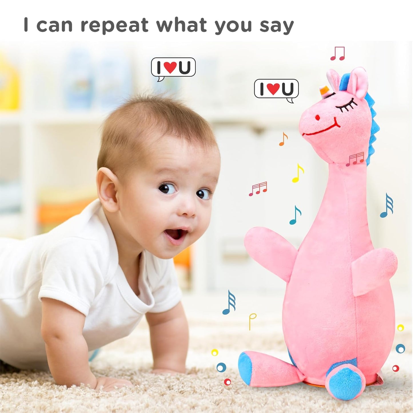 Dancing Talking Unicorn Soft Toy for Kids, Wriggle & Singing Recording Plush Toy