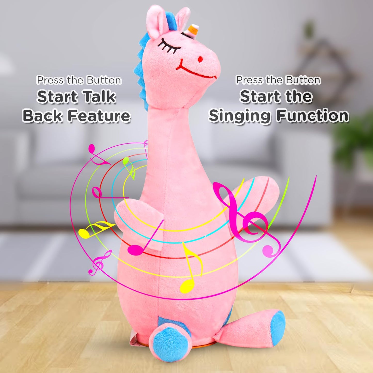 Dancing Talking Unicorn Soft Toy for Kids, Wriggle & Singing Recording Plush Toy