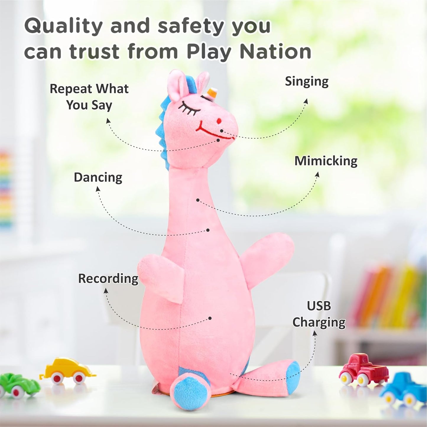 Dancing Talking Unicorn Soft Toy for Kids, Wriggle & Singing Recording Plush Toy