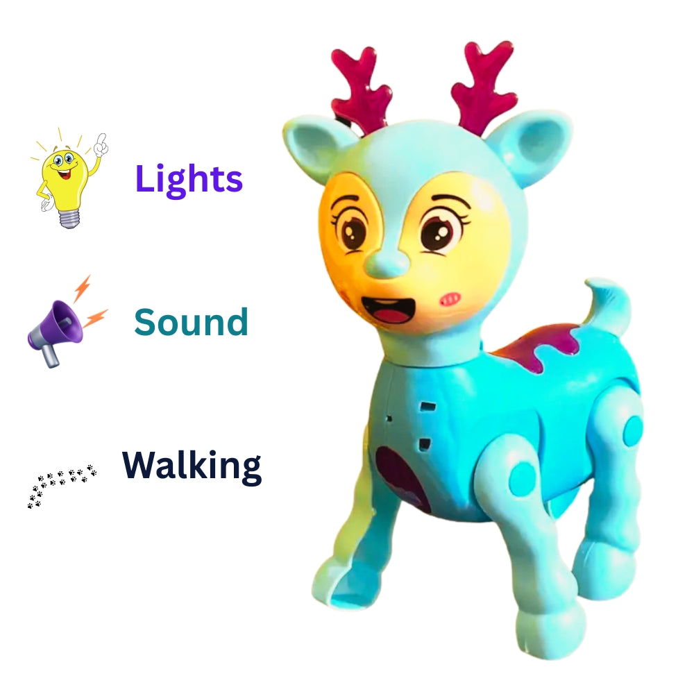 Electric Cute Pet Walking Deer Reindeer with Lights Musical Toys for Kids