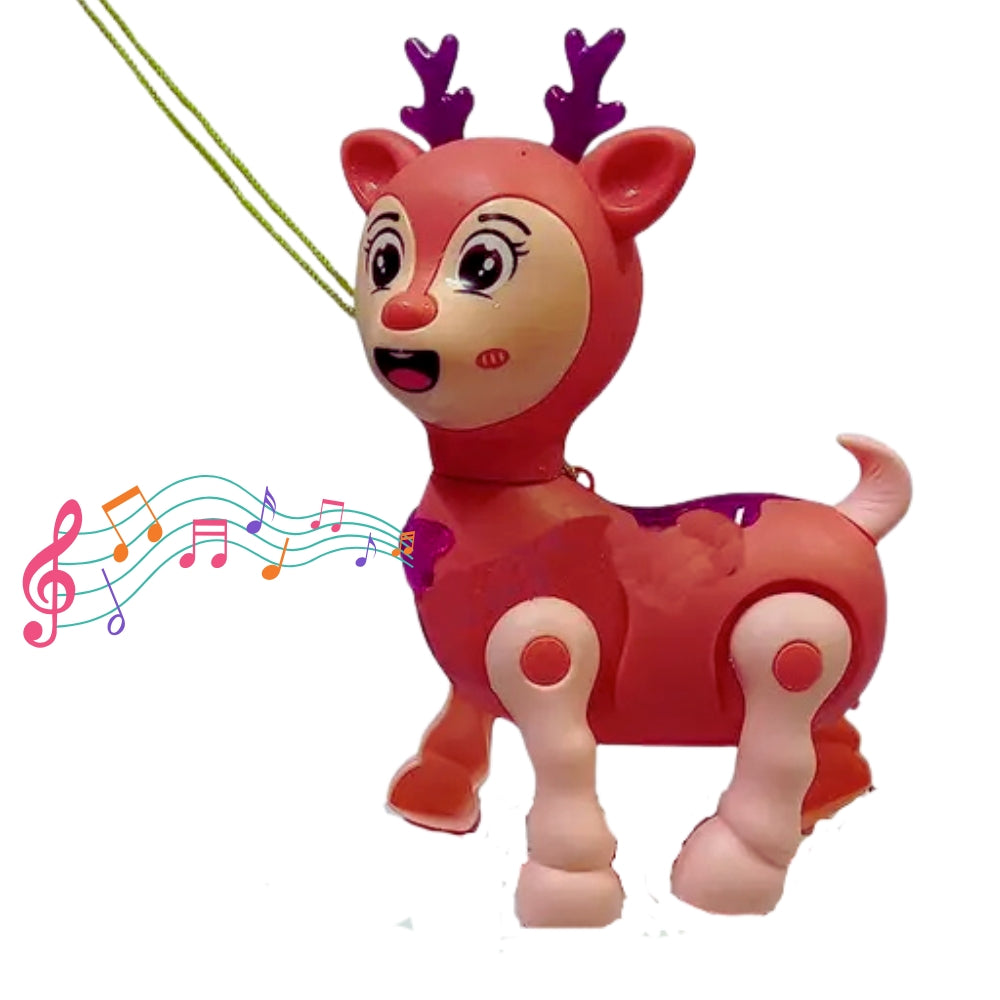 Electric Cute Pet Walking Deer Reindeer with Lights Musical Toys for Kids