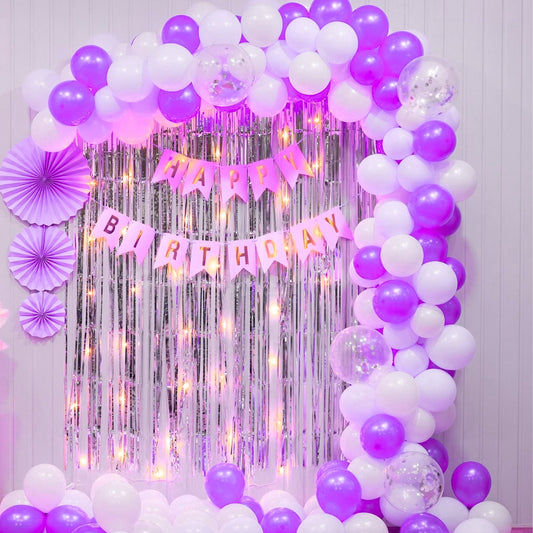 Dark Purple, Light Purple and White Birthday Decor