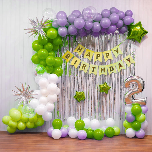Green Purple Star Balloon Decoration