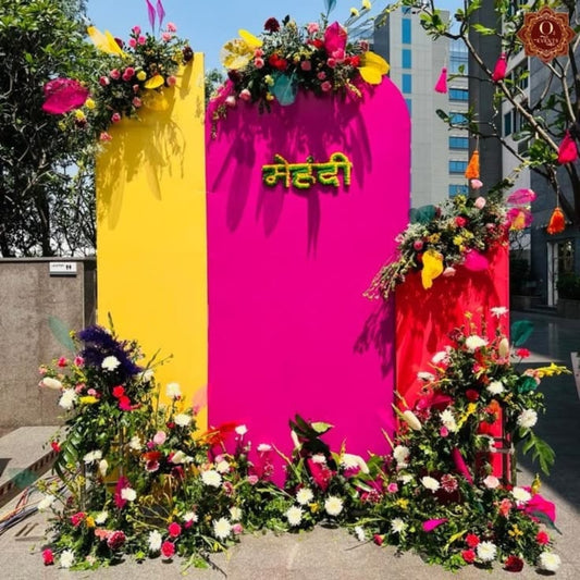 Mehndi Panel Decor Yellow and Pink