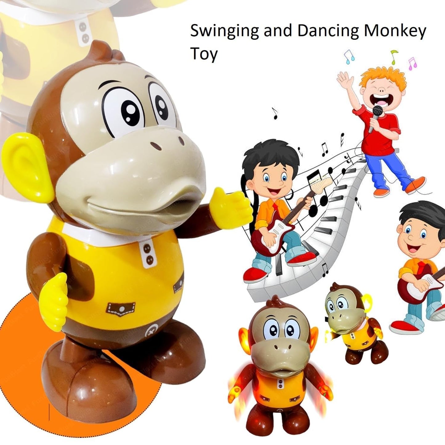 Ridhimani Dancing Swinging Monkey Musical Toy with Light & Melodious Music, Kids