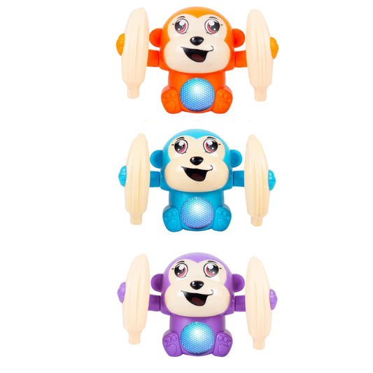 Ridhimani Dancing Monkey Musical Toy for Kids Baby Spinning Rolling Doll Tumble Toy with Voice Control Musical Light and Sound Effects with Sensor.