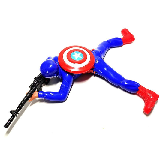 Ridhimani Crawling Captain America Action Figures Toy with LED Light Gun and Sound | Crawling Captain America with Gun