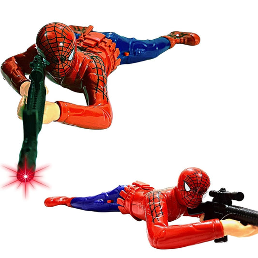 Ridhimani Crawling Spiderman Action Figures Toy with LED Light Gun and Sound | Crawling Spider-Man with Gun