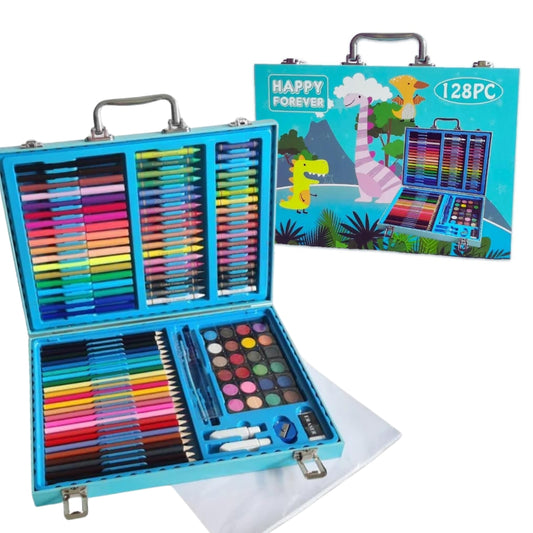 128 Pcs Dinosaur Drawing Kit, Colour Painting Art Kit Carrying Case