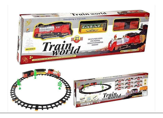 Big Classic Train World Toys with Real Sound and Colorful Lights