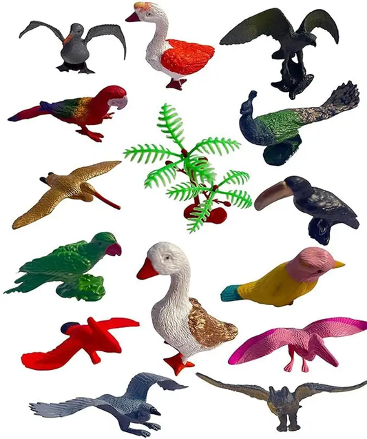 14 Pc Birds Toy Figure Set for Kids, Realistic Big Size Animal Birds Figure Toy