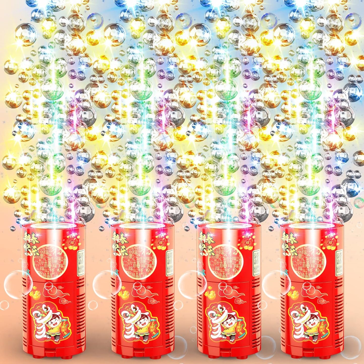 Portable Fireworks Bubble Machine with Lights for Party & Outdoor Activity