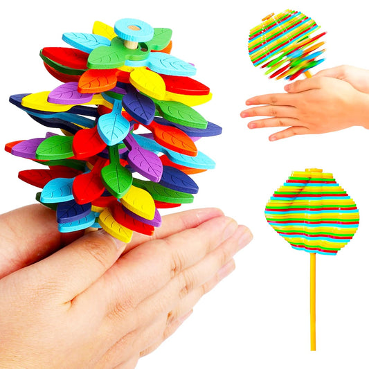 Spinning Candy Flower Toy for Kids - Lollipop Shaped Hand Fidget Spinner - Twisting and Rotating Colorful Flower
