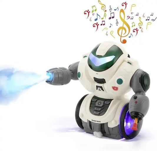Dance Spray Robot, Missile Shooting Walking Revolving Dancing Robot Toy for Kids with Lights & Music