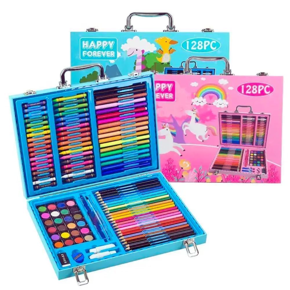 128 Pcs Dinosaur Drawing Kit, Colour Painting Art Kit Carrying Case