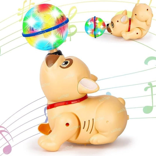 Dancing Dog Toy for Kids Babies with Music and 3D Flashing LED Light Ball - Cute Animal Puppy Gift for Boys and Girls