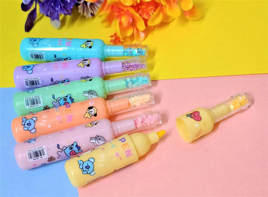 BTS Theme Bottle Shape Highlighters | Fine Grip Marker Pen