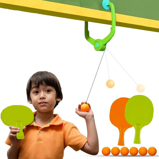 Hanging Table Tennis Self Training Ping Pong Indoor Gaming 2 Racket & 6 Practice Ball Portable