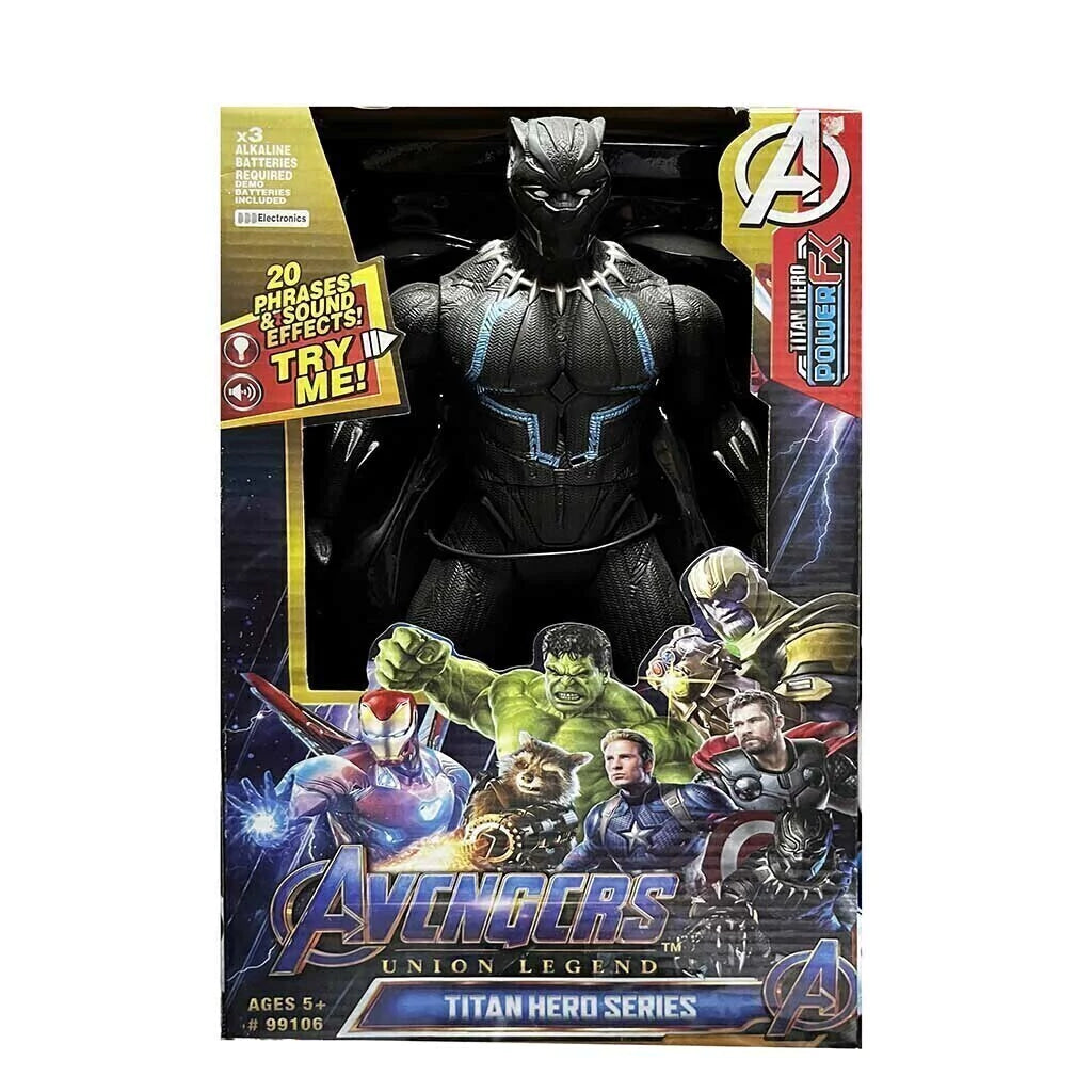 Marvel Avengers Union Legend Titan Hero Series 12-Inch Black Panther Action Figure Toy with Lights.