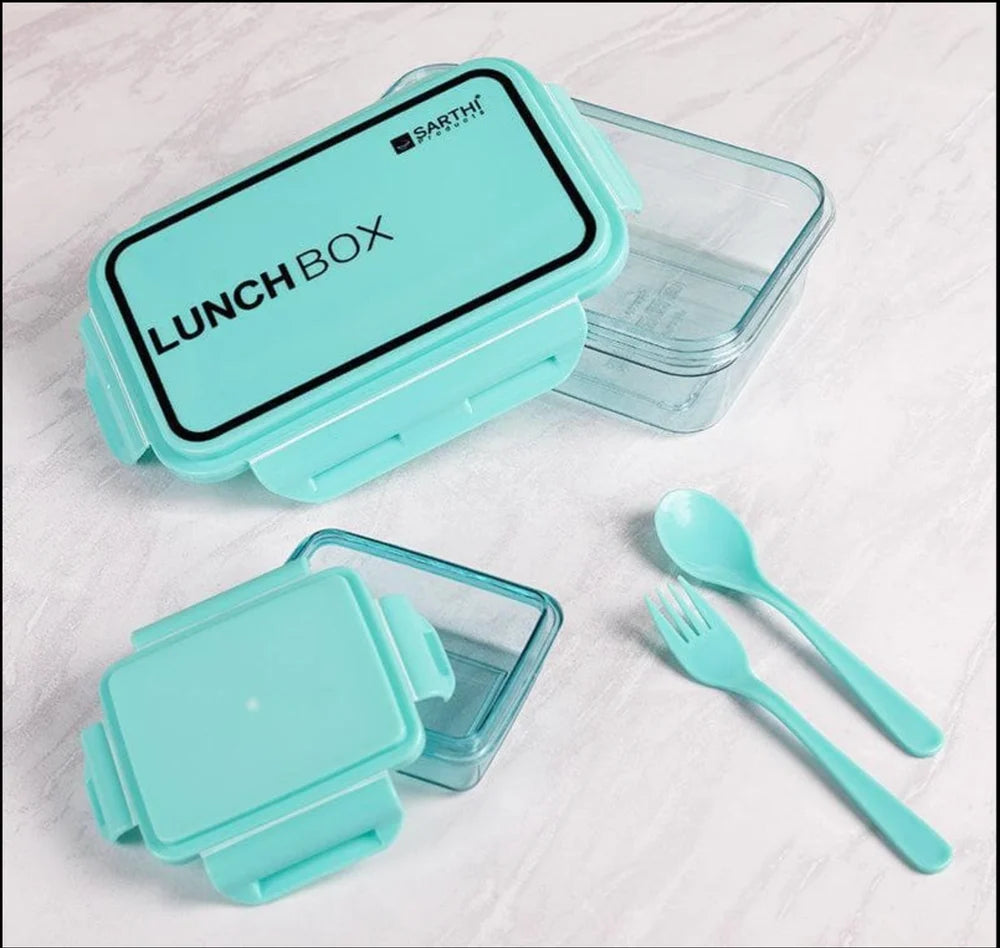 2 Compartment Transparent Classic Tiffin Lunch Box