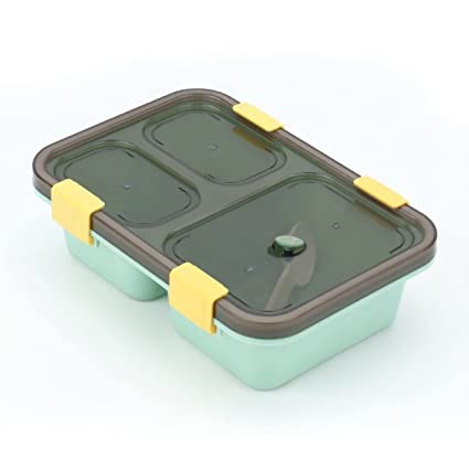3 & 4 Compartment Lunch Box Tiffin Box with Spoon for Kids