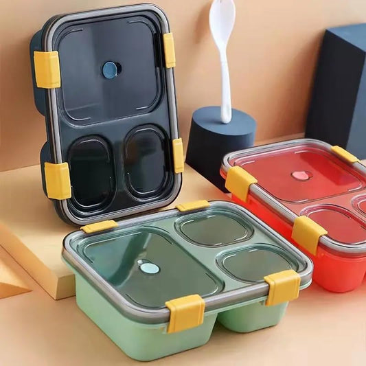 3 & 4 Compartment Lunch Box Tiffin Box with Spoon for Kids