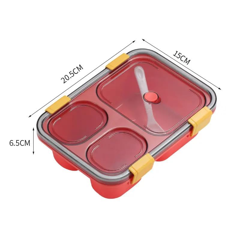 3 & 4 Compartment Lunch Box Tiffin Box with Spoon for Kids