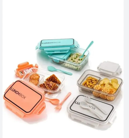 2 Compartment Transparent Classic Tiffin Lunch Box