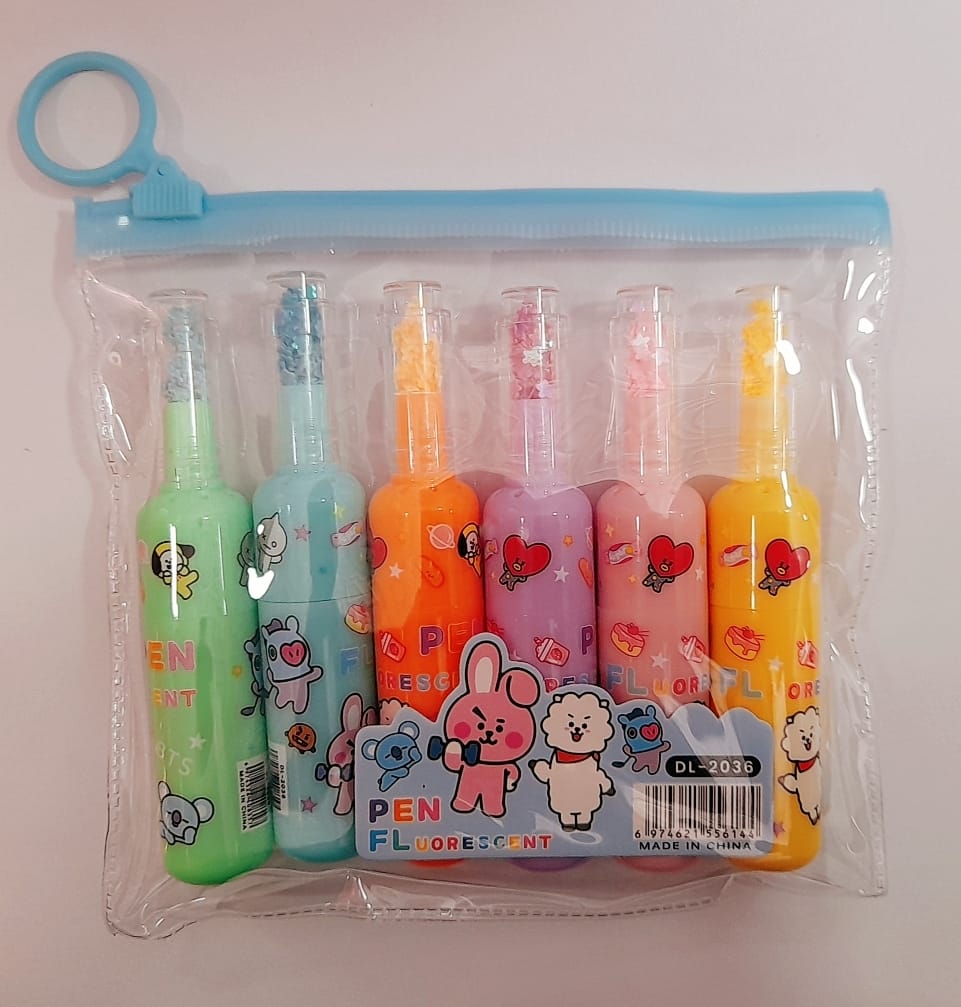 BTS Theme Bottle Shape Highlighters | Fine Grip Marker Pen