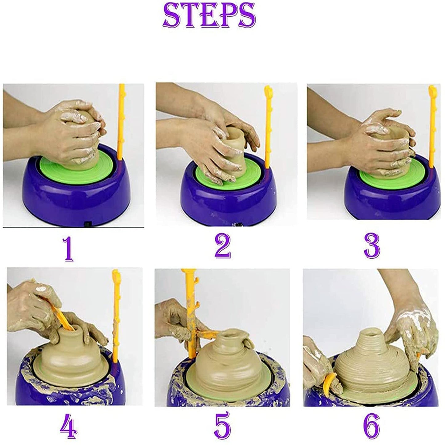 My First Pottery Set for Kids, Battery Operated Pottery Wheel & Painting Kit Playset for Beginners with Modeling Clay