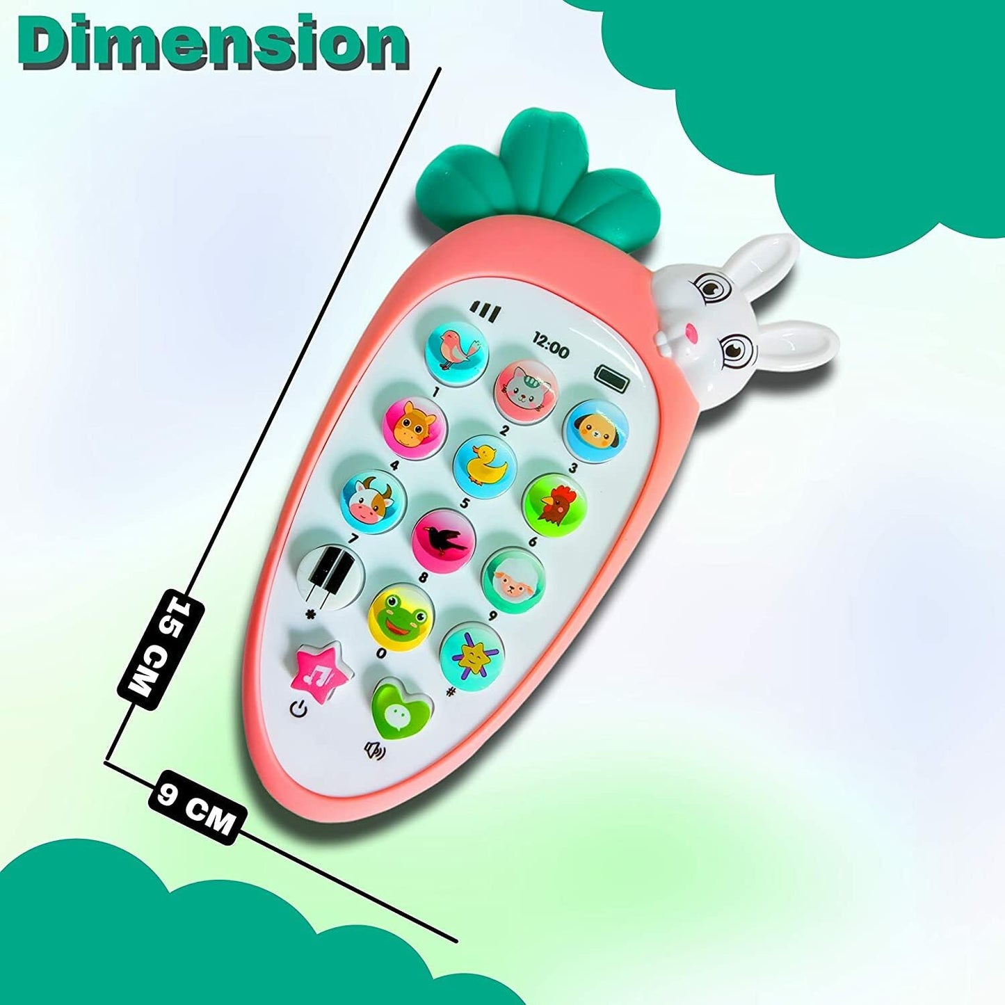 Radish Style Cute Rabbit Face Pretend Play Cell Phone Mobile Toy for Kids