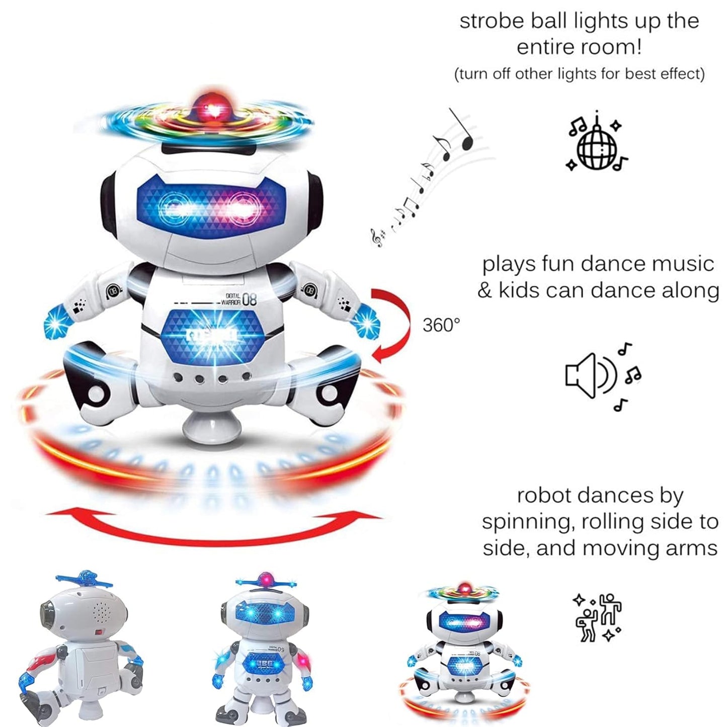 360 Degree Rotating Dance Robot Electronic Toy