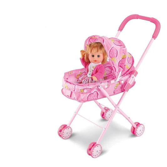 Real Moving Stroller Baby Girl Doll Toy Set for Kid