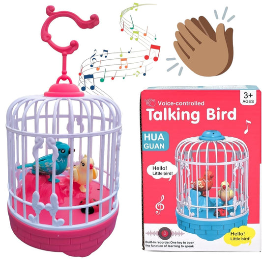 Singing & Talking Bird in Cage Toy for Kids, Chirping Mimicking Birds in Cage