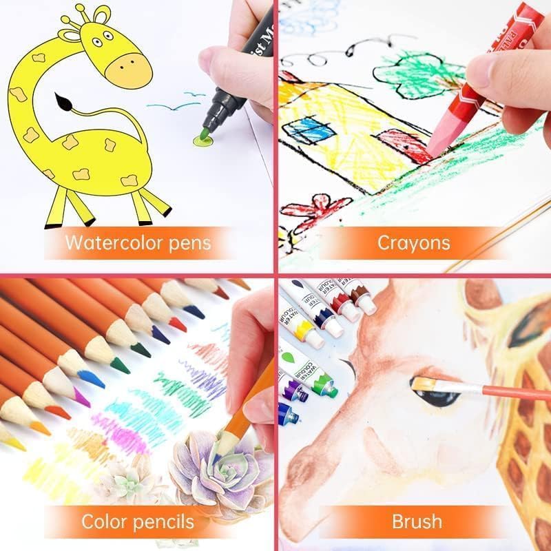 128 Pcs Unicorn Drawing Kit, Colour Painting Art Kit Carrying Case