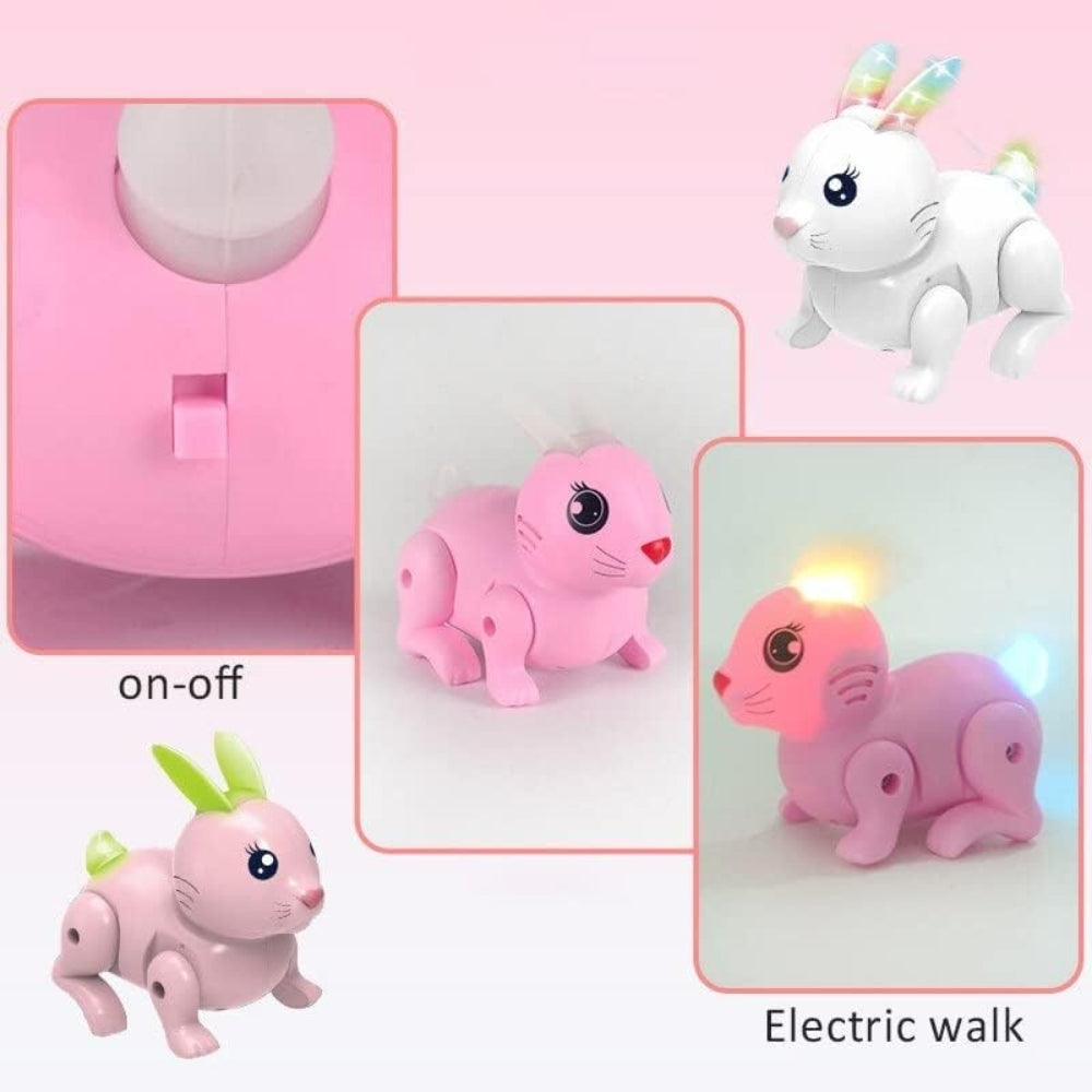 Jumping Hopping Electronic Interactive Rabbit Toy for Kids, Action Walking, 5D Light & Sound Cute Colorful Swing Ears & Tail Musical Bunny for 3+ Years Kids.